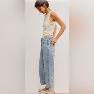 Free people deep trance mid rise dropped boyfriend jeans